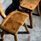 Pair of brutalist olive chairs