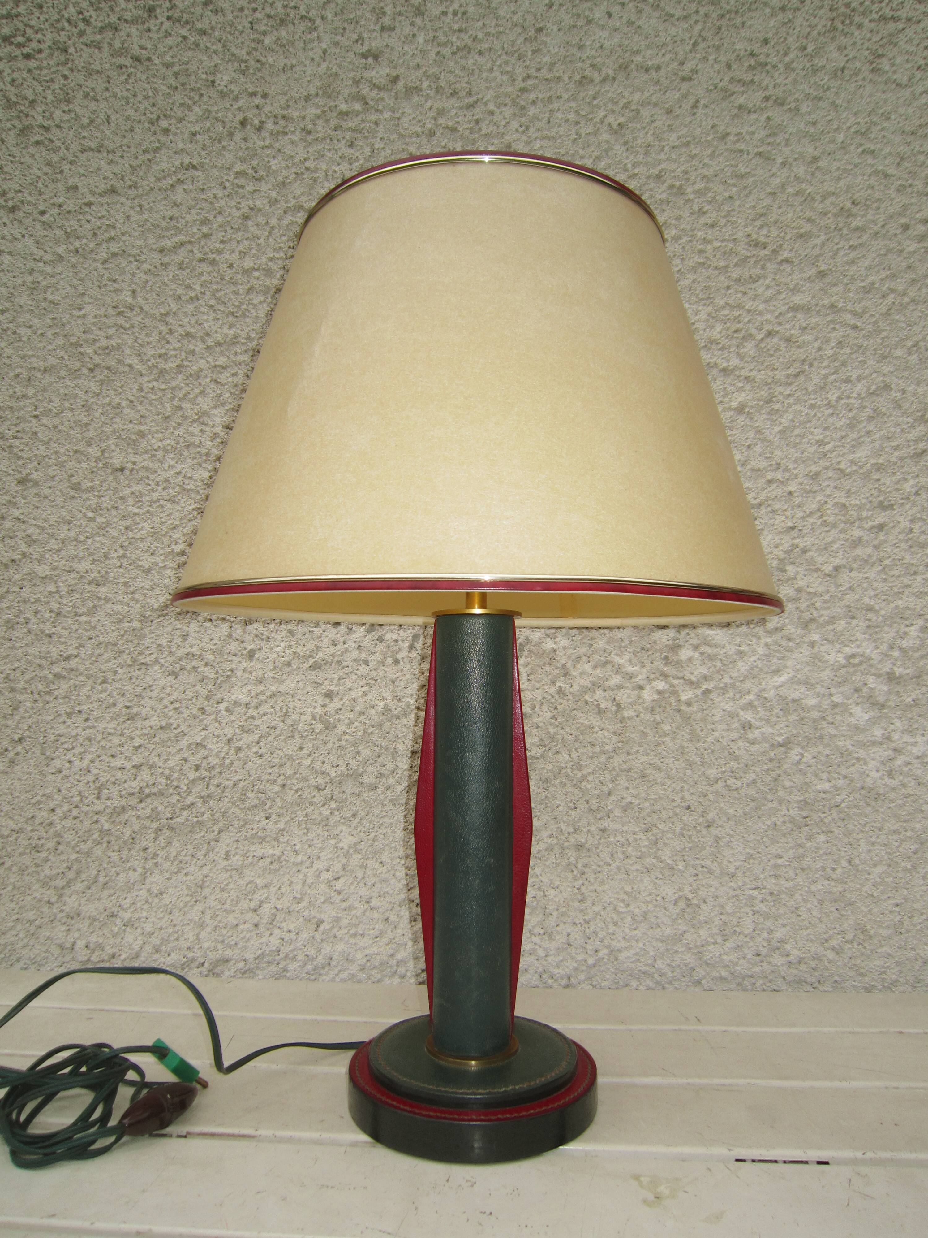 Leather lamp pique saddle brass 1950