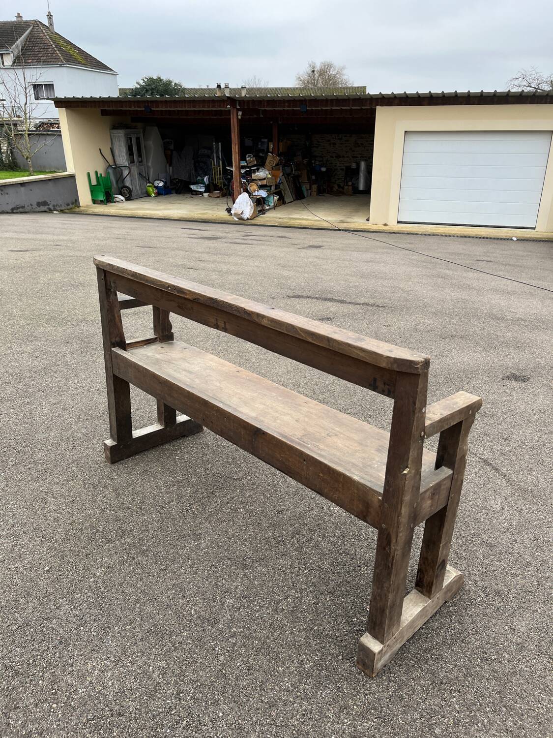 Old pegged oak church bench