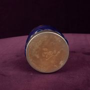 Tommaso Barbi Blue Glazed Ceramic and Brass-Toned Metal Table Lighter, 1970