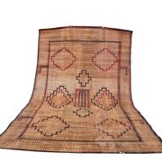Vintage leather and reed Tuareg mat