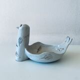 Large empty pocket or cup made of bird ceramic