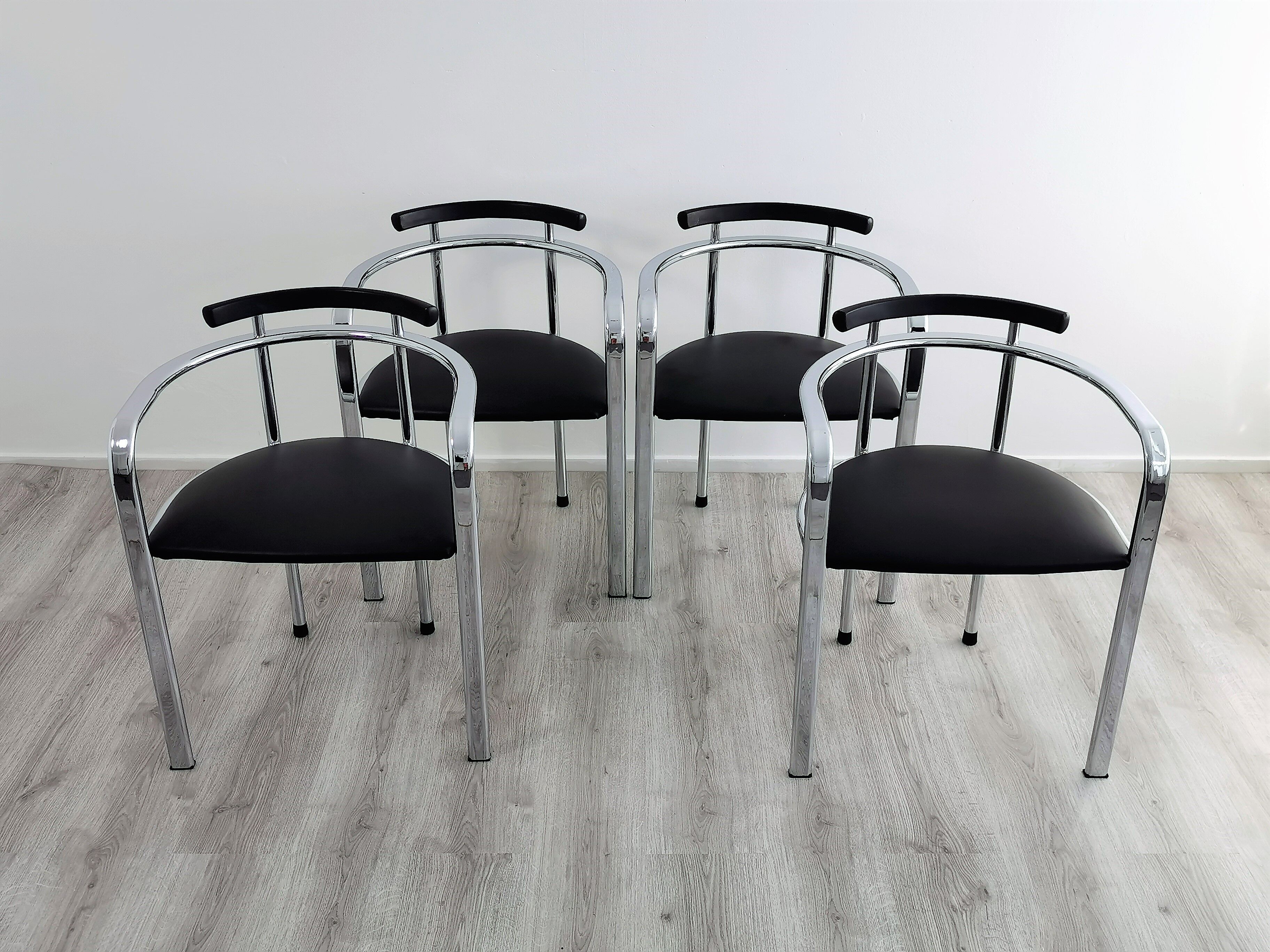 Set Italian dining chairs by Hank Lowenstein 1980's