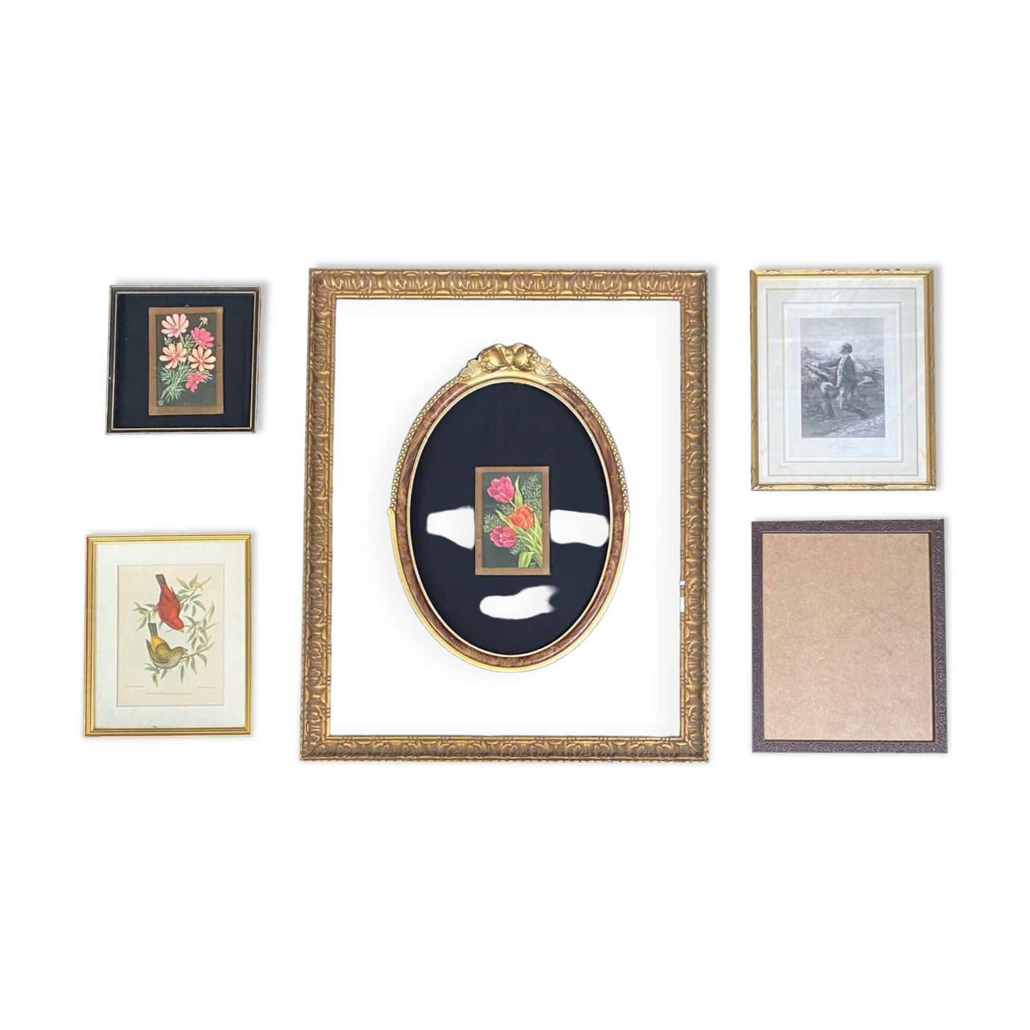 Set of 8 gilded wood or resin or vintage brass frames
