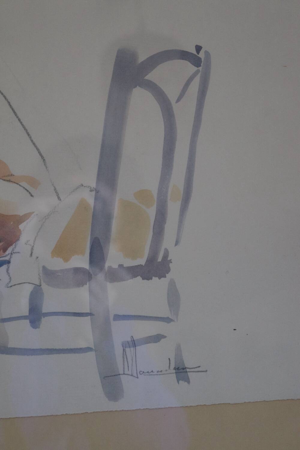 Watercolour painting on paper – seated woman