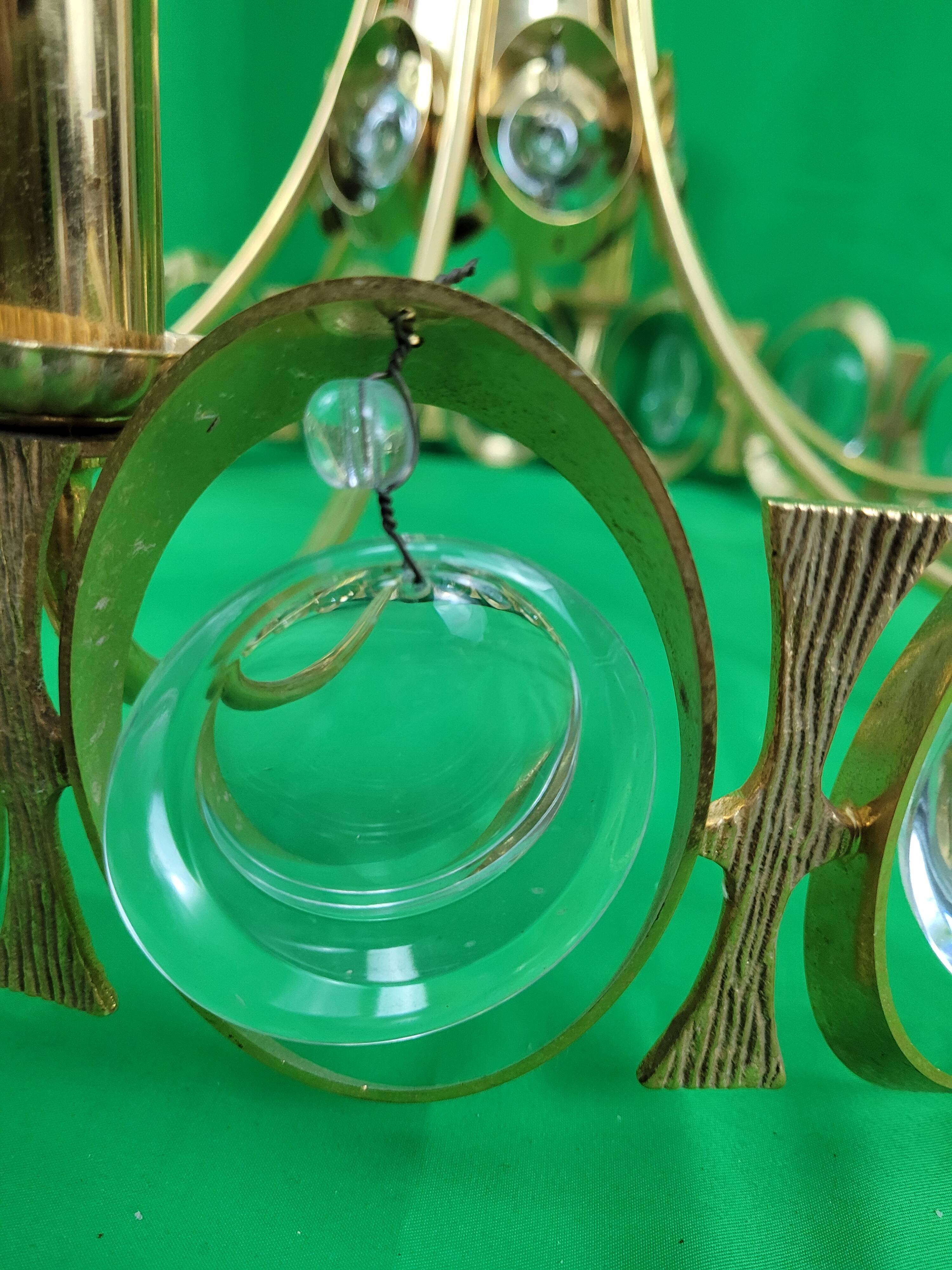 Chandelier in gilded metal and glass from