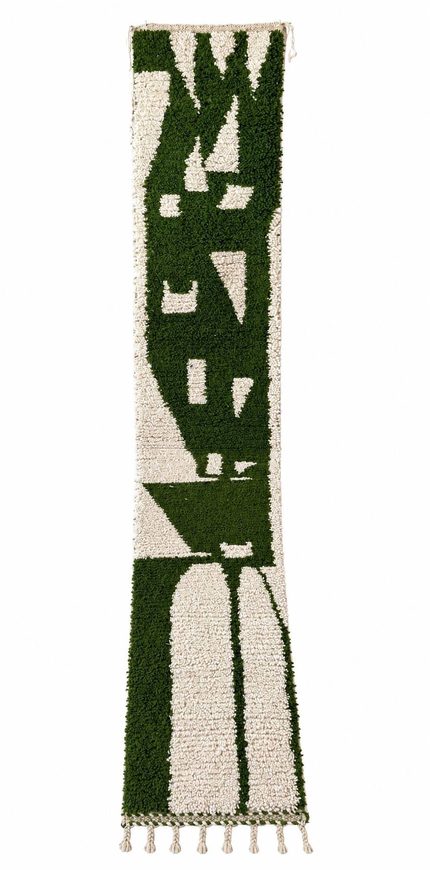 Green fir Berber rug and ecru – Authentic and original artisanal style
