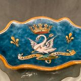 Cup decorated with swan crown fleur-de-lys earthenware by Blois Bruneau Balon