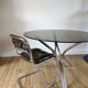 Dining / living table in chrome and smoked glass design 70s