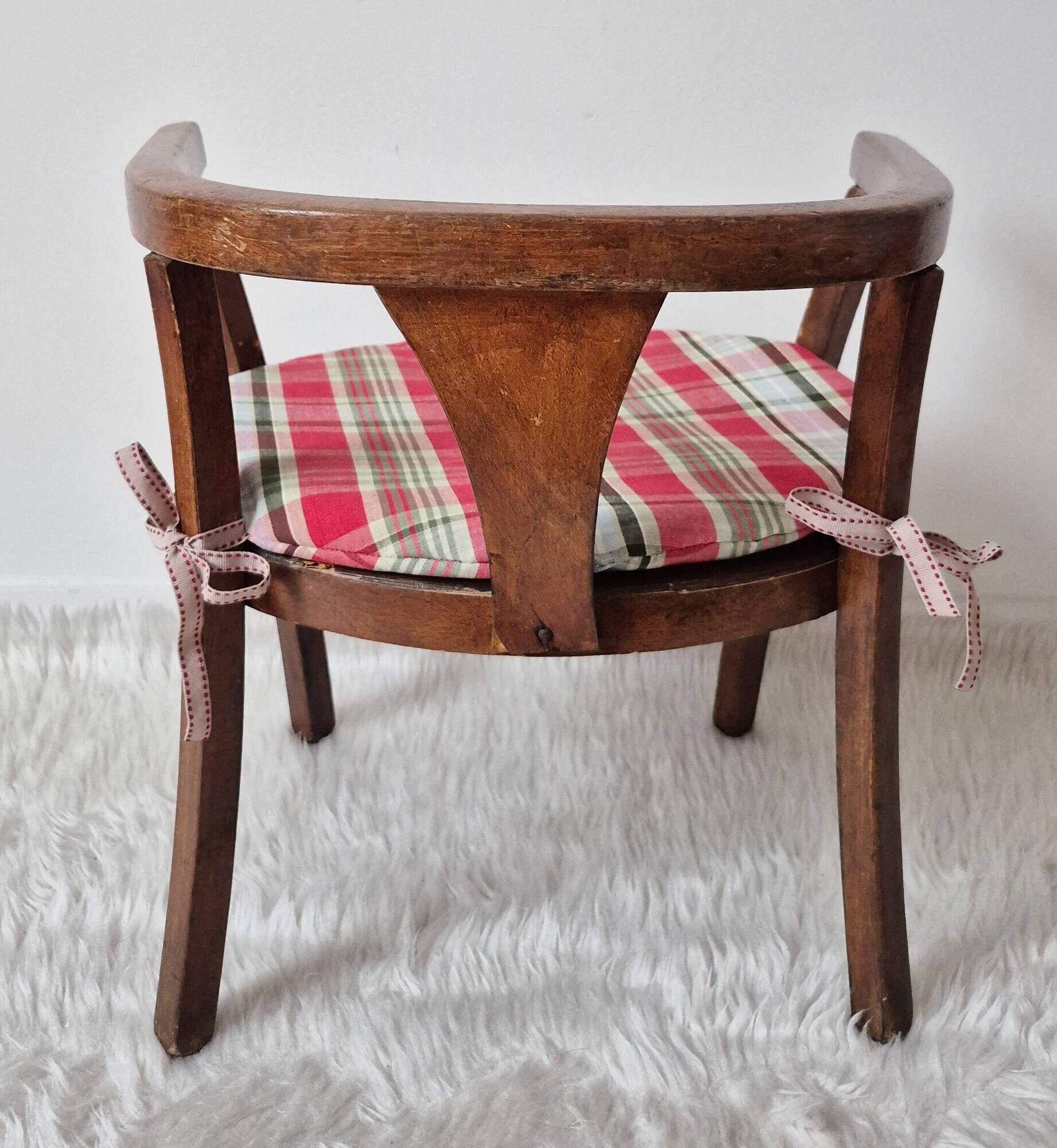 Vintage 1960s  turned wooden children's armchair
