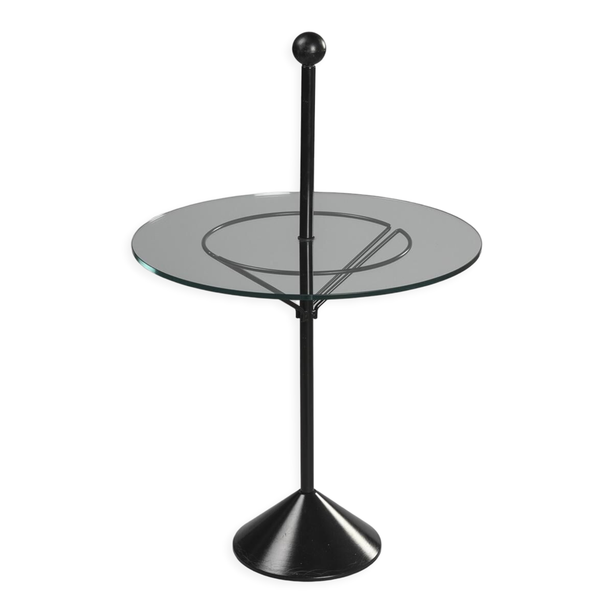 Side table in steel and glass, circa 1980