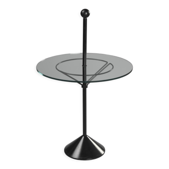 Side table in steel and glass, circa 1980