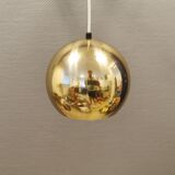 Danish ball lamp from the 80s, in gold colored lacquer.