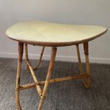 Asymmetrical rattan coffee table tripod foot, 60s