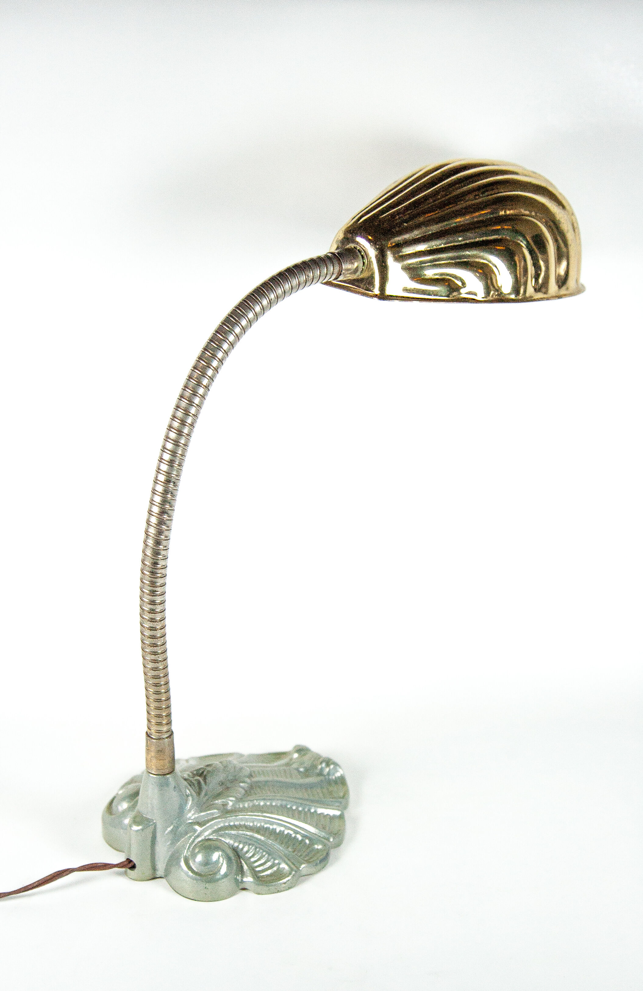 Vintage, lamp, lamp lamp bedside, lampe lamp table lamp metal and cast aluminum, shell, office, art deco lamp, table lamp