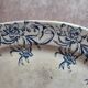 Antique oval plate, blue ironstone with floral decoration – 34 cm