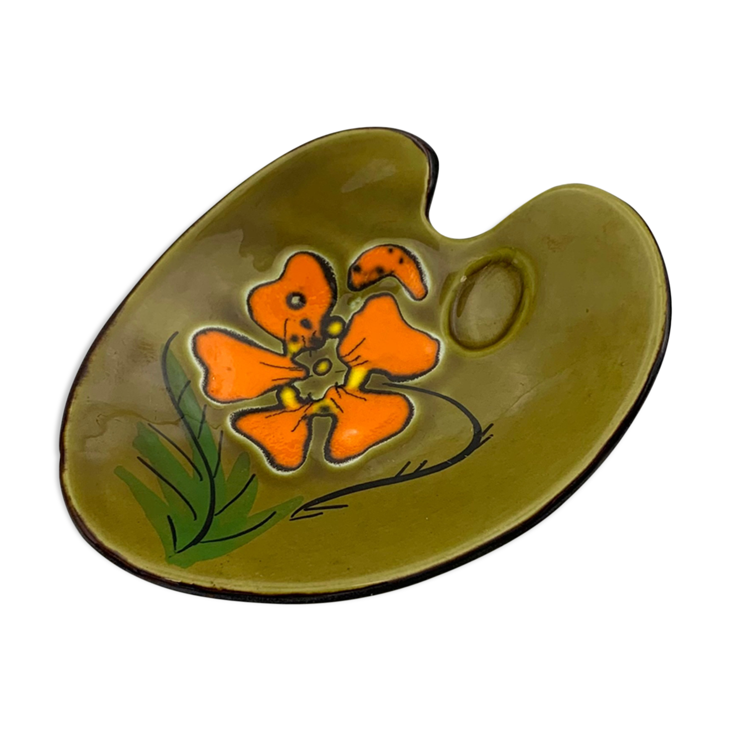 Vintage enameled ceramic bowl signed POET-LAVAL - 1960s.