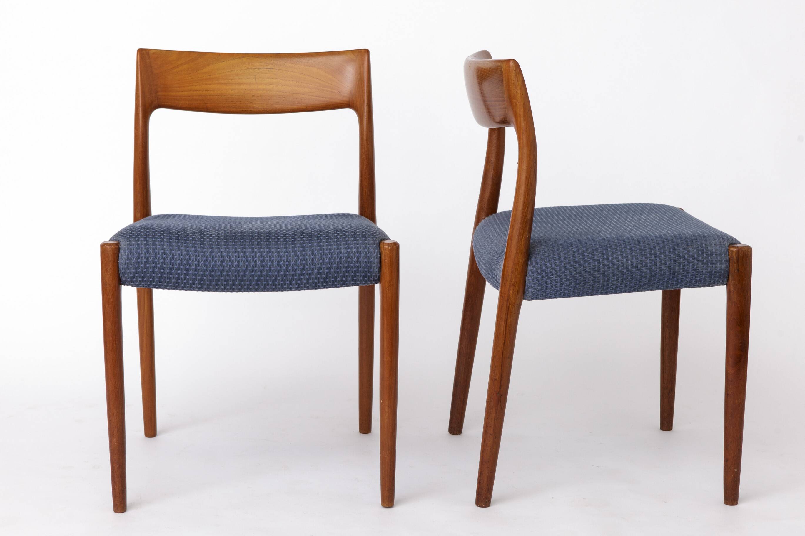 Pair Niels Møller Model 77 Teak Dining Chairs Danish Mid Century 1950s