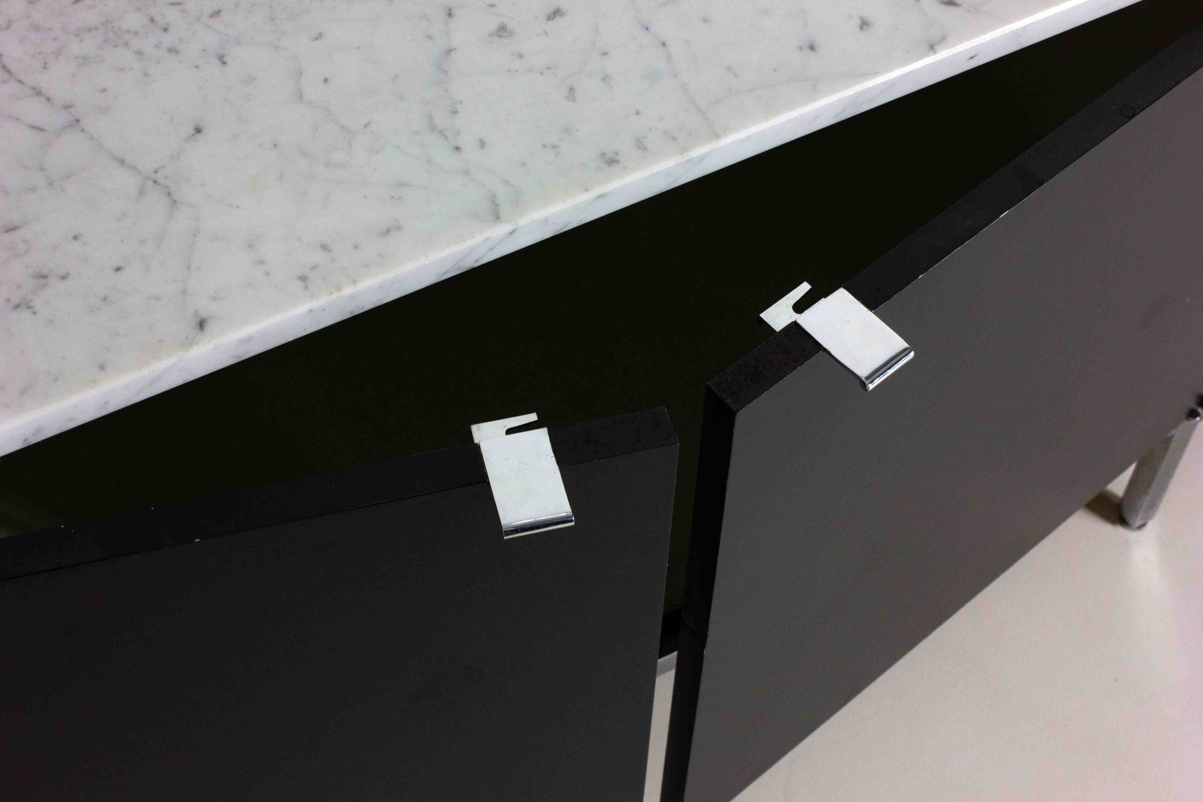 Black Executive Florence Knoll sideboard with metal handles, 1970s