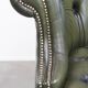 Chesterfield office chair in green cowhide leather on casters with high back