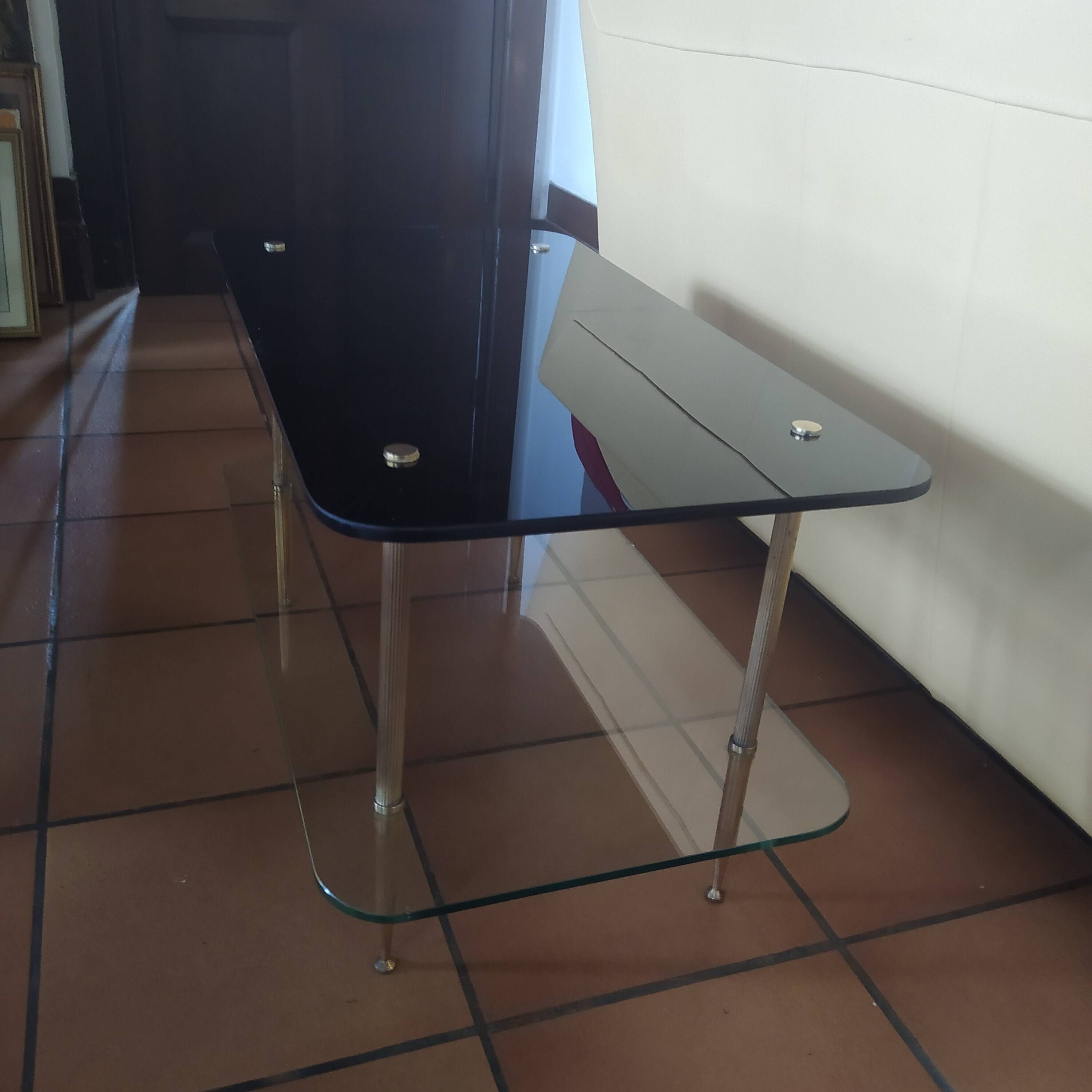 Vintage coffee table 1950/1960 two glass tops and bronze base