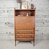 Vintage wooden and rattan secretary