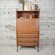 Secrétaire vintage en bois et rotin