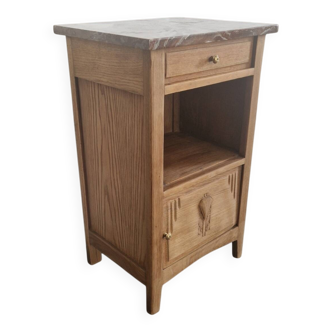Art Deco style furniture in carved oak - Marble top - 1930s