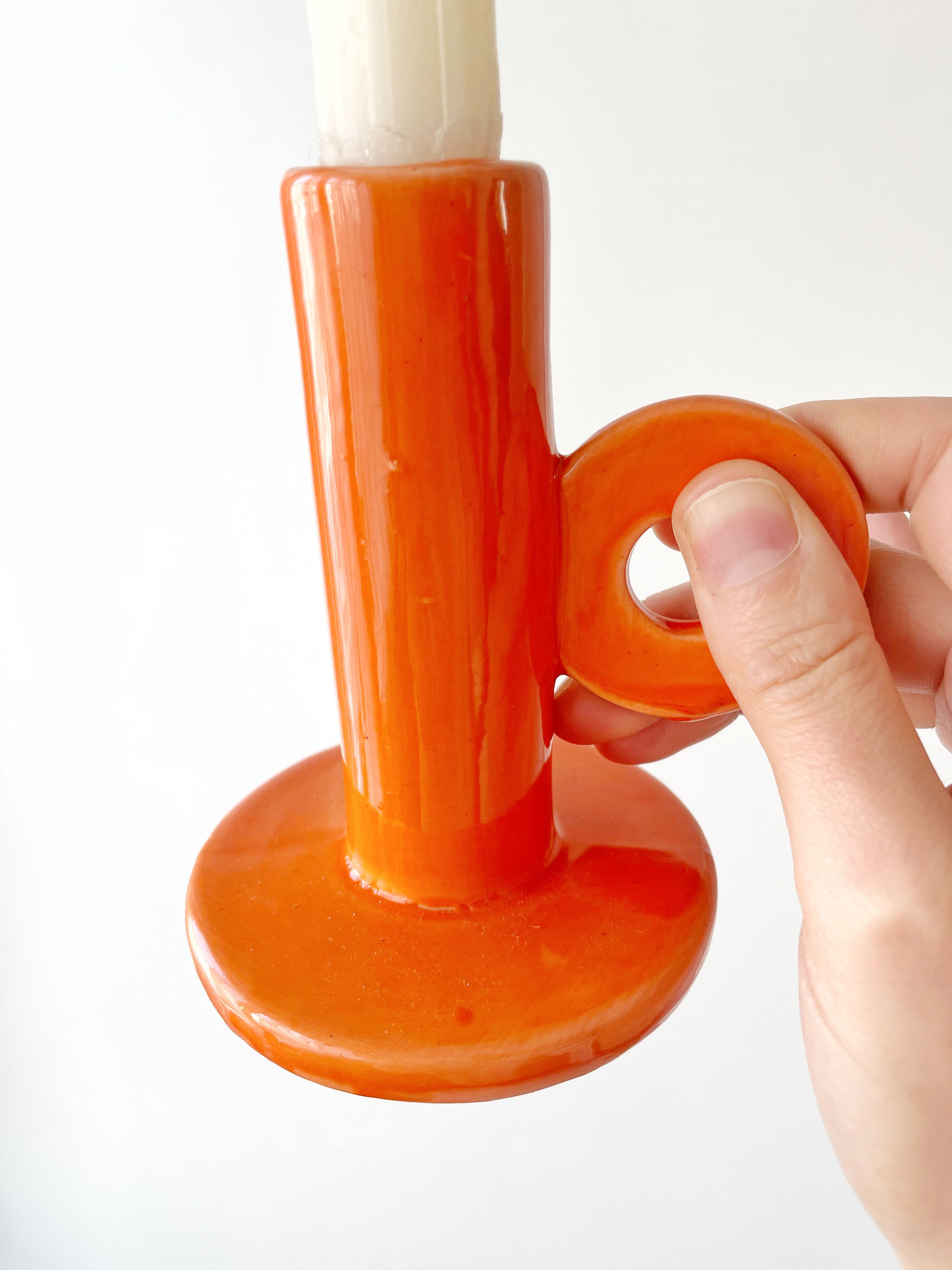 Varnished ceramic candle holder