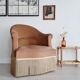 Fauteuil crapaud velours beige doré