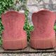 Pair of vintage pink velvet toad armchairs 1960