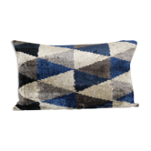 Geometric ikat velvet lumbar pillow