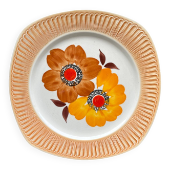 Vintage 1970s ceramic dish by Mondovi, Italy. Floral pattern - Flowers