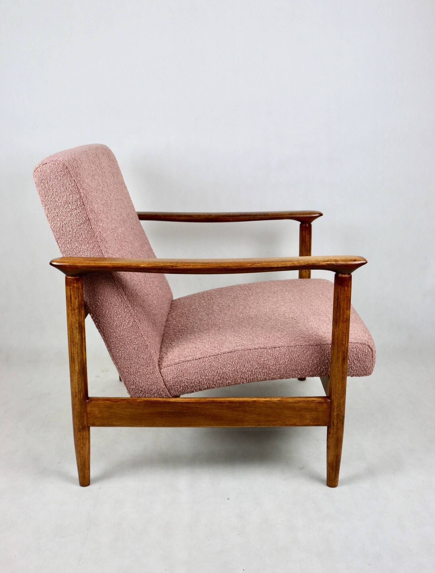 Pink Boucle GFM-142 Armchair attributed to Edmund Homa, 1970s