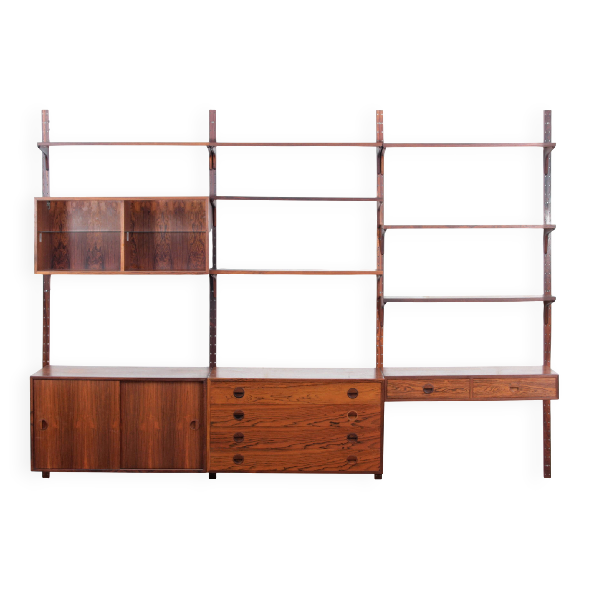 Scandinavian wall system in rosewood by Hansen & Guldborg