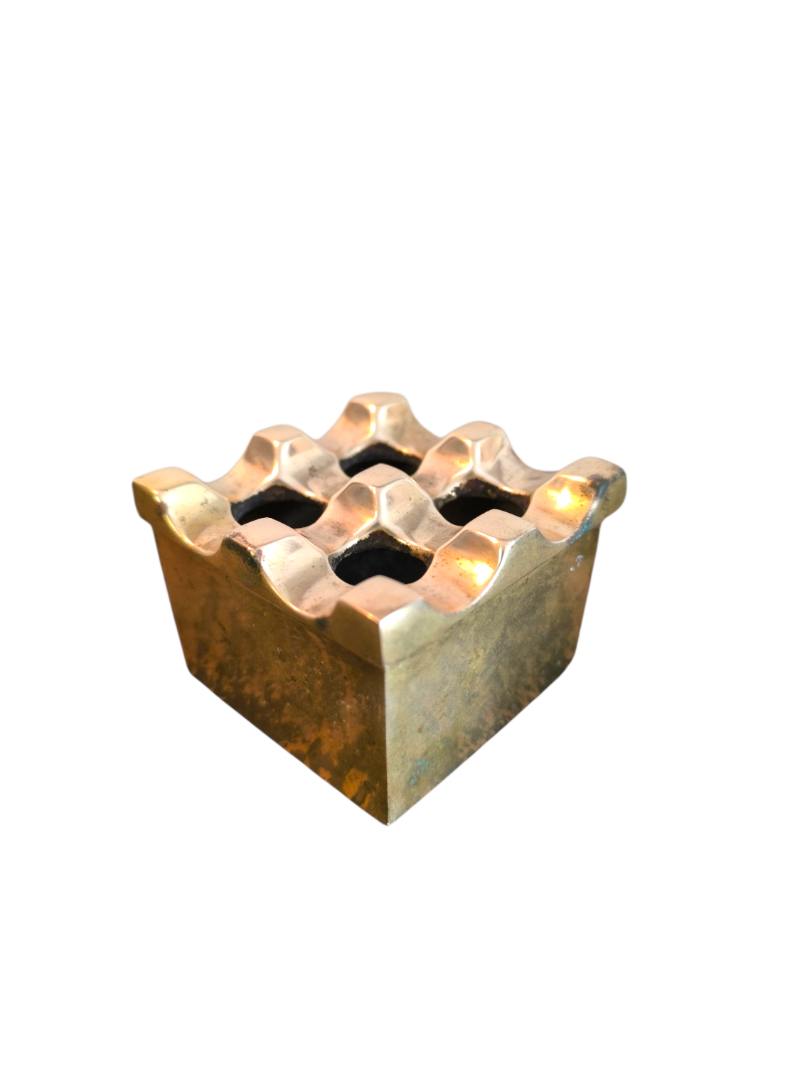 Ultima ashtray in gold-plated brass designed by Holger Bäckström & Bo Ljungberg.