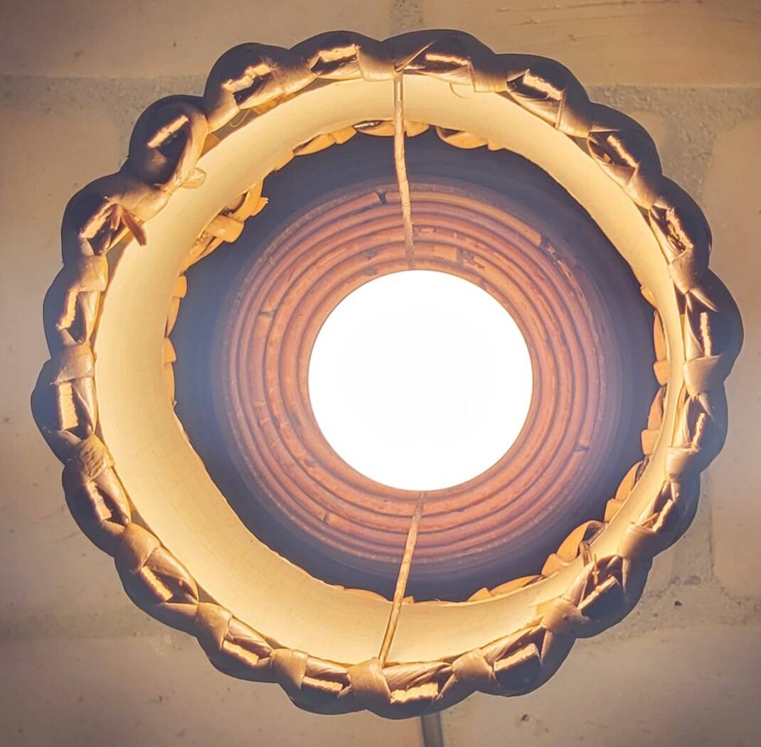 Old vintage Louis Sognot rattan lamp from the 50s and 60s