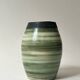 Vase in white clay with green/beige glaze - signed work