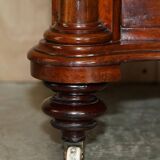 Victorian Flame Wood Commode with Porcelain Casters