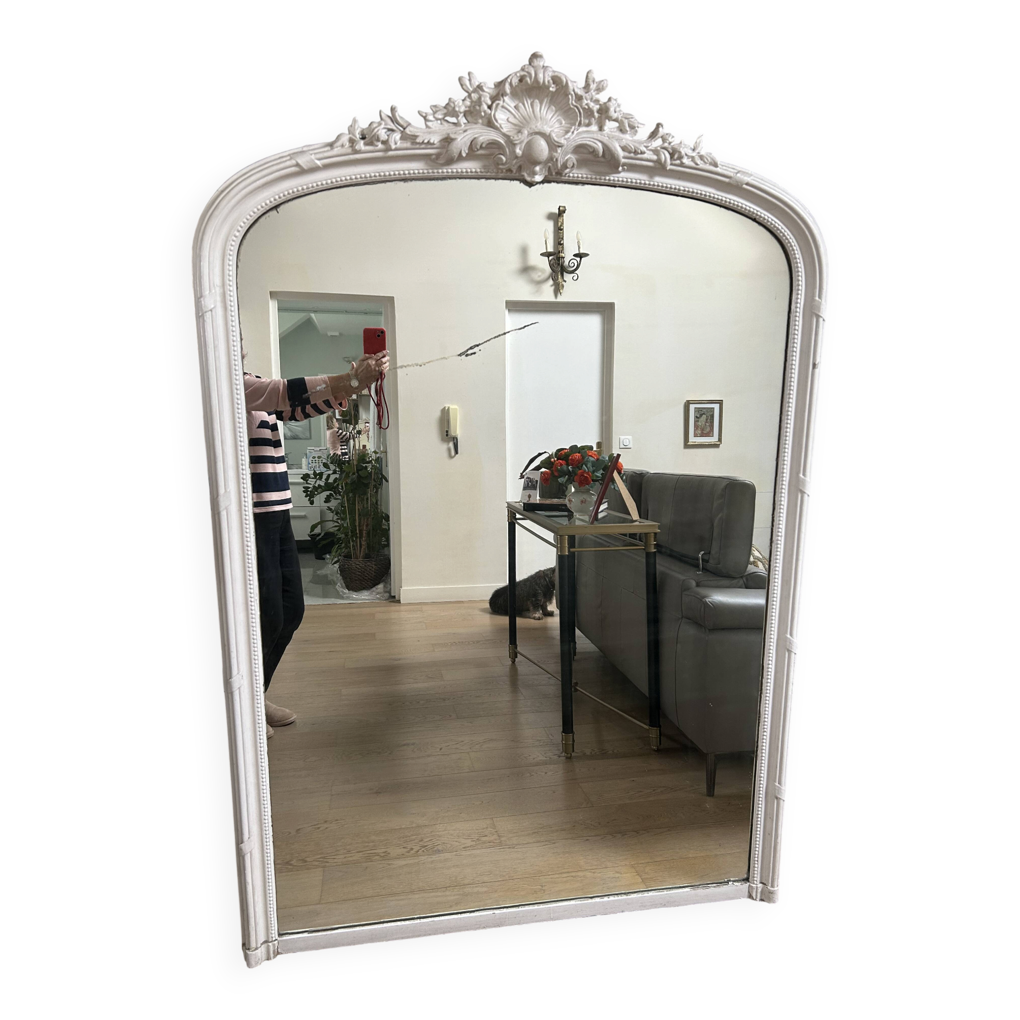 Rare Louis XVI Haussmannian Mirror - Mercury Glass 175 x 120 cm