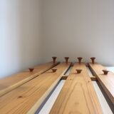 Wall-mounted coat rack, solid pine slats, 1960s