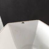 Hammered wrought iron lamp with white opaline Handmade craftsmanship