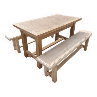 Wooden table and benches