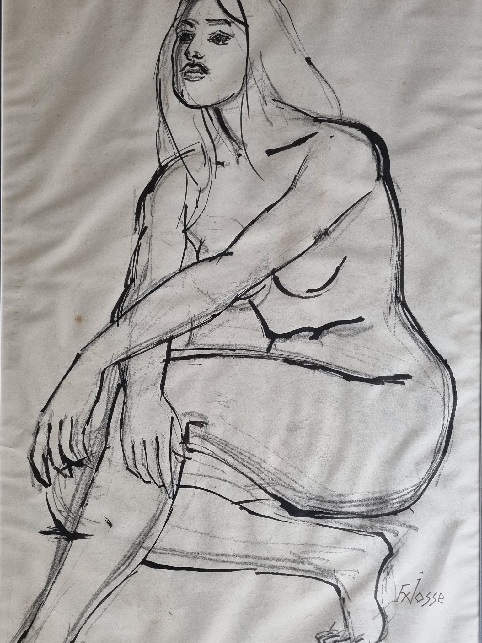 Etude de nu "Lydie" signée de François Xavier Josse, années 50, 71 x 54 cm