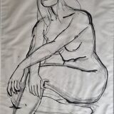 Nude study "Lydie" signed by François Xavier Josse, 50s, 71 x 54 cm