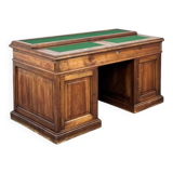 Bureau du début siècle style Victorien en bois et feutre vert anglais Maison Briotet
