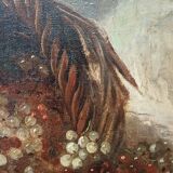 Hst painting still life basket of overturned fruit 19th - 20th century