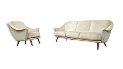 Set canapé / 1 fauteuil année 50 60 dans son jus