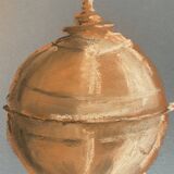 Signed painting Pastel terracotta "terracotta candy box" indigo paper