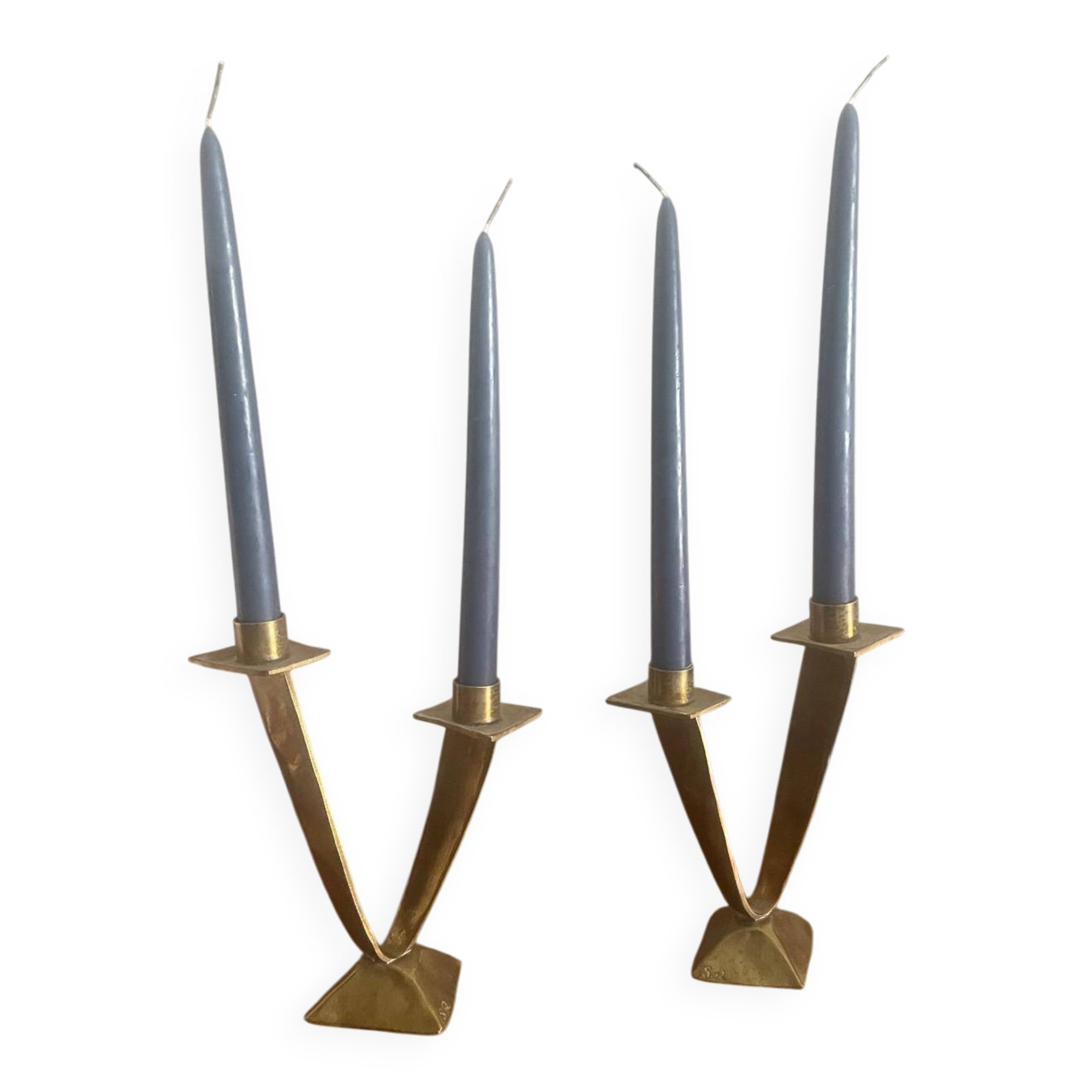 a pair of 1950s Scandinavian brass candlesticks